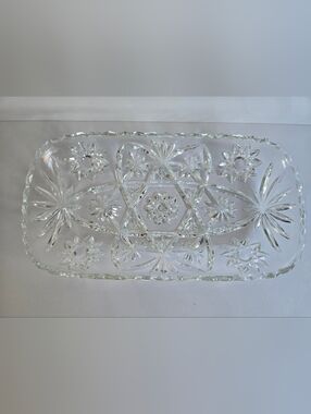 Anchor Hocking Vintage Rectangular Clear Cut Glass Platter